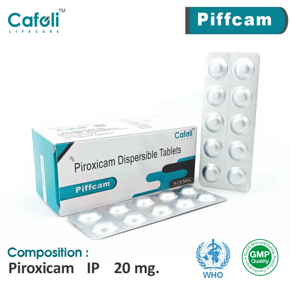 Piroxicam 20mg at the best price in PCD Pharma Franchise for (NSAID), Pain Relief, and Inflammation Reduction.